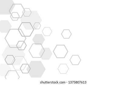 Abstract hexagon on white background. Can be used presentation, poster and template for business. Technology or science concept. Vector illustration. EPS10.