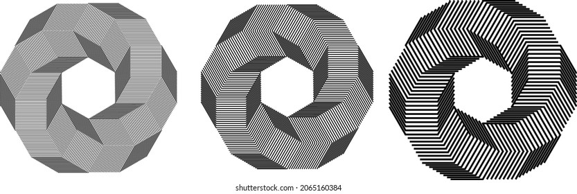Abstract hexagon op art round elements