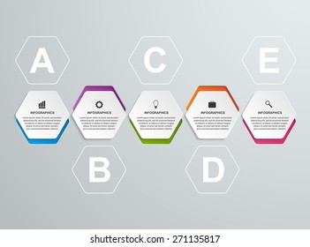 Abstract hexagon options infographics template.