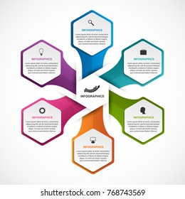 Abstract hexagon options infographics template. Infographics for business presentations or information banner.