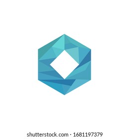 abstract hexagon overlap logo design template sign