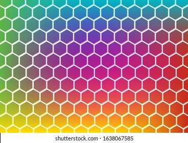 Abstract hexagon pattern for background design. Designs for banner template. Stylized hexagon pattern with rainbow background.