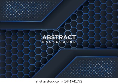 Abstract hexagon pattern with blue overlap.