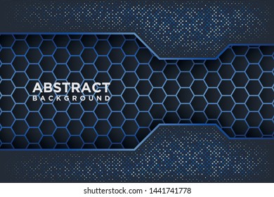 Abstract hexagon pattern with blue overlap.