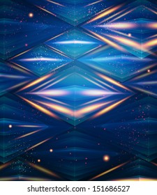 Abstract hexagon pattern. Blue shiny background. Vector illustration.