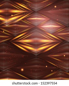 Abstract hexagon pattern. Brown and golden shiny background. Vector illustration. 