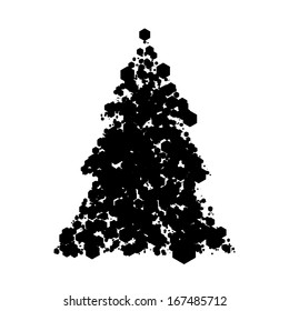 Abstract hexagon pattern christmas tree design isolated on white  Eps 10 vector illustration 