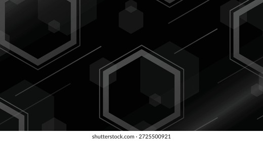Abstraktes Hexagon-Muster mit dunklen geometrischen Linien für technischen Hintergrund und modernes Design