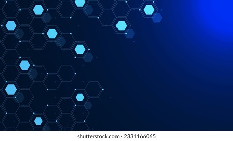 Abstract hexagon pattern with glowing particle for science and futuristic technology background design concept. Vector illustration.