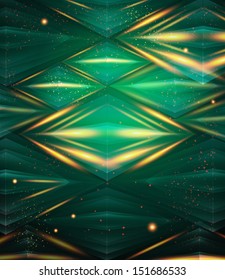 Abstract hexagon pattern. Green shiny background. Vector illustration.