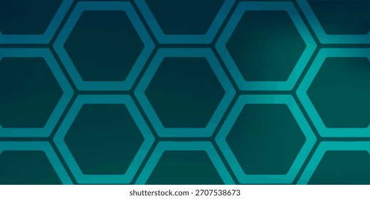 Patrón Abstractas del hexágono con el fondo verde azulado y azul marino del gradiente para la tecnología y el diseño moderno. Ilustración vectorial eps10