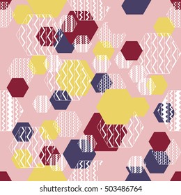 Abstract hexagon pattern. Vector background. Modern hexagon.Pattern can be used for wallpaper, cover fills, web page background, surface textures. Vector linen texture.