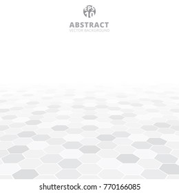 Abstract hexagon perspective pattern white and gray color background. Vector illustration