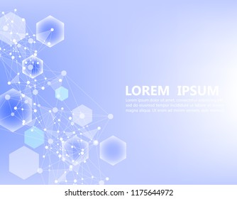 abstract hexagon  polygon line pattern blue background