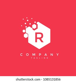 Abstract hexagon R letter logo