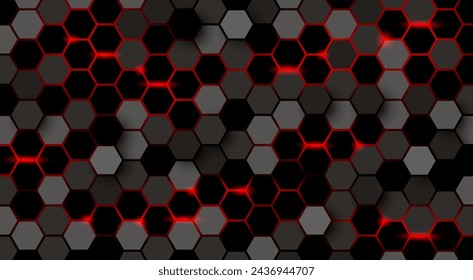 Abstraktes Sechseck mit rotem Licht Hintergrund Vektor-Illustration