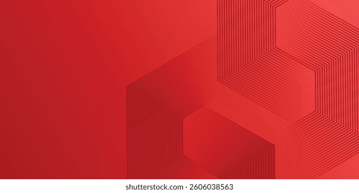 Abstract hexagon rendering of red abstract glass background simple Art