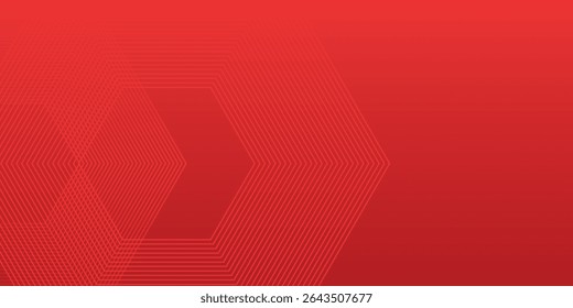 Abstract hexagon rendering of red abstract glass background simple modern
