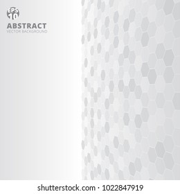 Abstract hexagon right side perspective pattern white and gray color background with copy space. Vector illustration