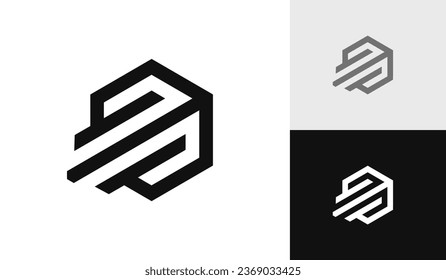 Abstract hexagon rocket logo design
