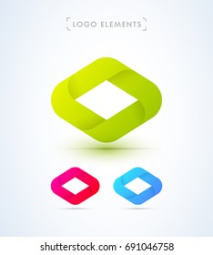 Abstract hexagon rombe logo template. Material design.
