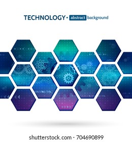 Abstract hexagon science background. Hi-tech digital technology and engineering concept