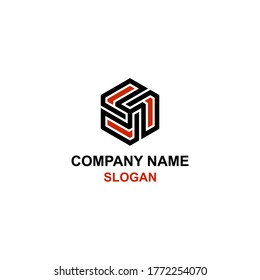 Abstract hexagon shape, forming P letter logo.