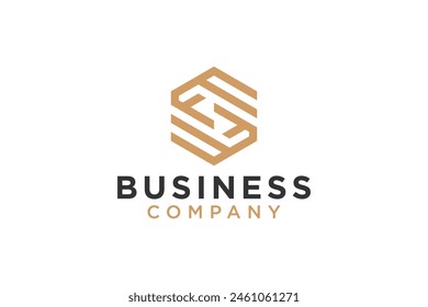 Diseño de logo con forma de hexágono Abstractas, para negocios de consultoría financiera y tecnología. con Vector rayado F letras ilustraciones estilo.