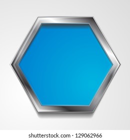 Abstract Hexagon Shape With Silver Frame. Vector Background Eps 10