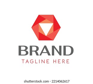 Abstract hexagon shape and triangle icon negative space logo. Growth progress and safe concepts. Technology Financial Economic logotype. Usable for Branding Business Technology Bank Finance Investment
