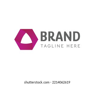 Resumen de forma hexágona y logotipo del espacio negativo del icono del triángulo. Progreso del crecimiento y conceptos seguros. Tecnología Logotipo económico financiero. Utilizable para la promoción de marca Tecnología comercial Inversiones de financiación bancaria