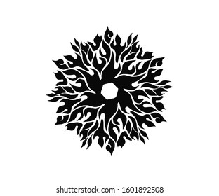 Abstract Hexagon shaped and circular flame burst icons, suitable for the logo template.