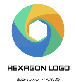 Abstract hexagon shaped vector logo design elements template