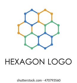 Abstract hexagon shaped vector logo design elements template