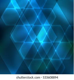 Abstract hexagon shapes dark background with lights