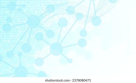 Abstract hexagon shapes with molecular structure for medical, chemistry and science concept background. Vector illustration.