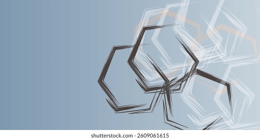 Abstract hexagon shapes on grey background. geometric shapes art modern vector
