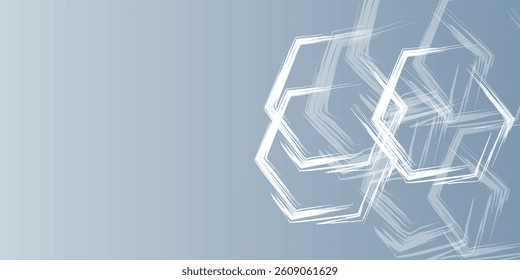 Abstract hexagon shapes on grey background. geometric shapes art modern vector