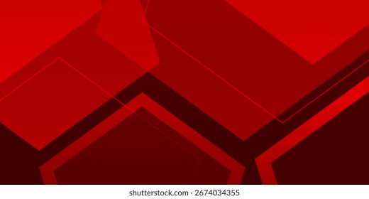 Abstract Hexagon shapes red gradient background. Modern concept for website.