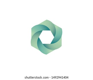 Abstract hexagon spin logo icon design abstract modern minimal gradient style illustration. Shield swirl colorful vector emblem sign symbol mark logotype