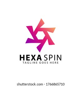 Abstract Hexagon Spinning Logo Design Vector Illustration Template