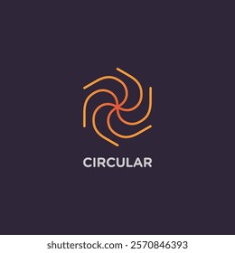 Abstract hexagon spiral lines logo. Circular dynamic line icon sign symbol vector illustration