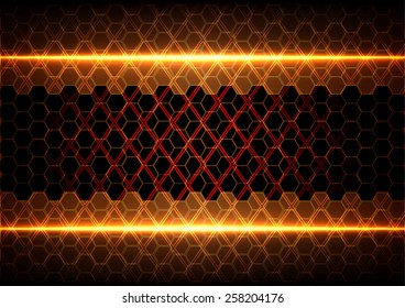 abstract hexagon and Square with light on brown  background