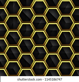 Abstract Hexagon structure Dark geometric seamless pattern Eps 10 vector
