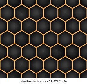 Abstract Hexagon structure Dark geometric seamless pattern 