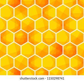 Abstract Hexagon structure Yellow geometric seamless vector pattern 