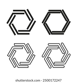 Símbolos Abstractas del hexágono. Iconos geométricos del vector. Diseño minimalista moderno. Elementos de Arte Creativo.