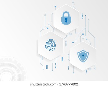 ilustración vectorial del concepto de ciberseguridad de fondo de la tecnología hexagonal abstracta