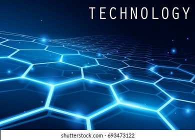 Abstract Of Hexagon And Technology Background, Vector Art And Illustration.