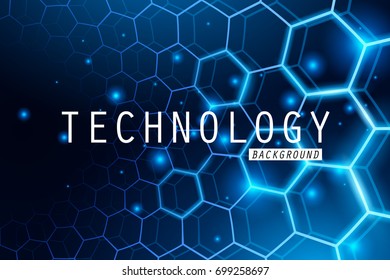 Abstract of hexagon and technology background, vector art and illustration.